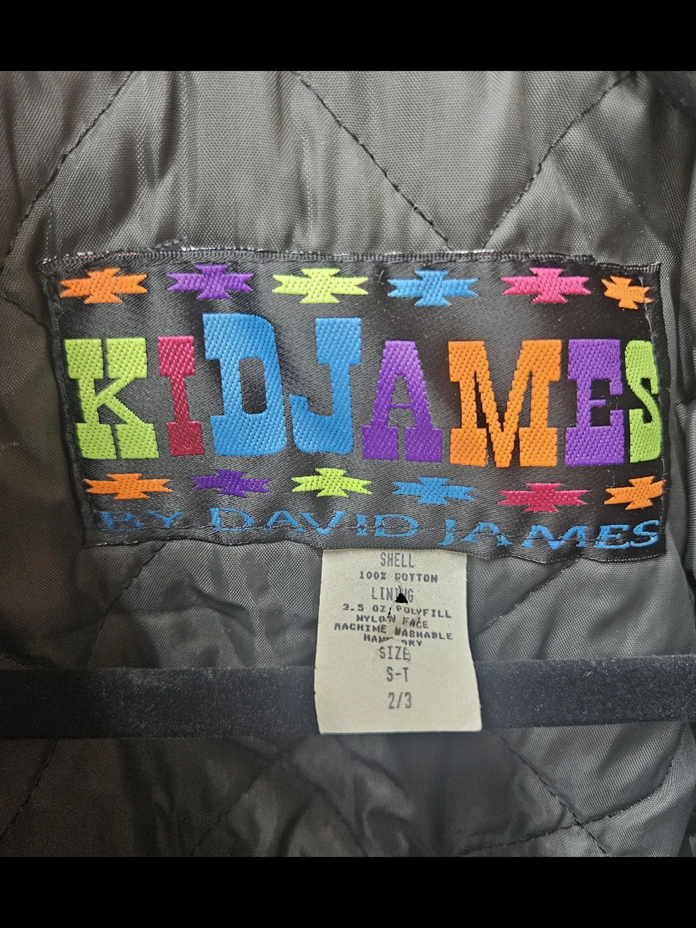 Two-Tone Kids Bomber Jacket with Aztec Trim - Black & Beige